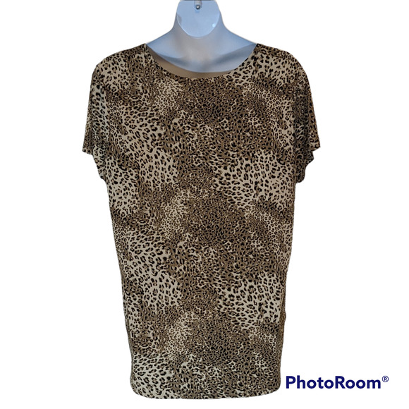 JSP Woman Animal Print Knit Strappy Neckline Top Size 2X - Picture 2 of 2